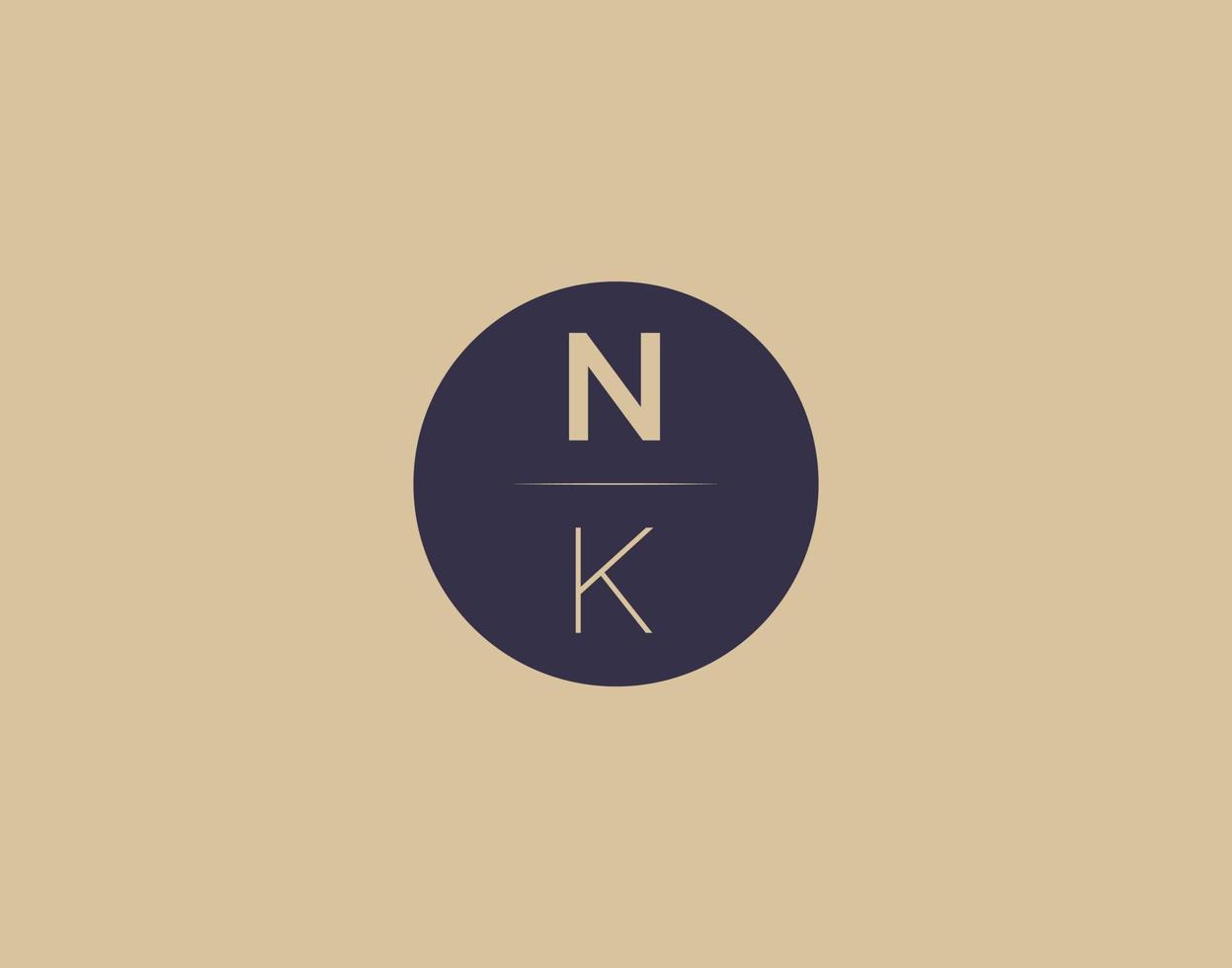 NK letter modern elegant logo design vector images