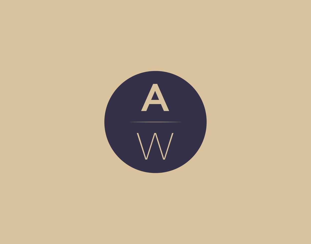 Imágenes de vector de diseño de logotipo elegante moderno de letra aw
