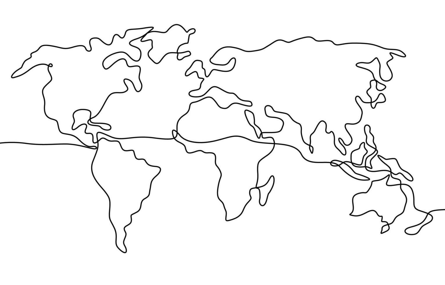 World Map One Stroke Art vector