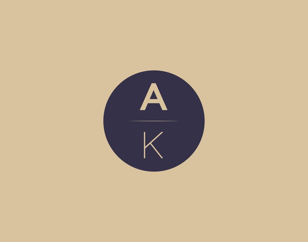 Imágenes de vector de diseño de logotipo elegante moderno letra ak