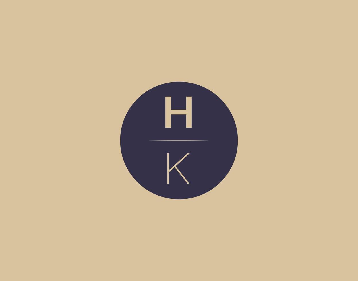 Imágenes de vector de diseño de logotipo elegante moderno de letra hk