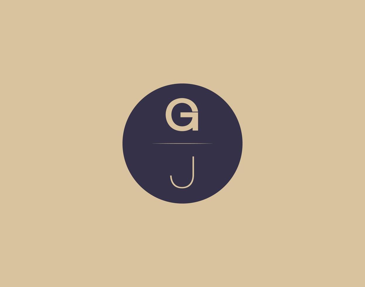 Imágenes de vector de diseño de logotipo elegante moderno de letra gj