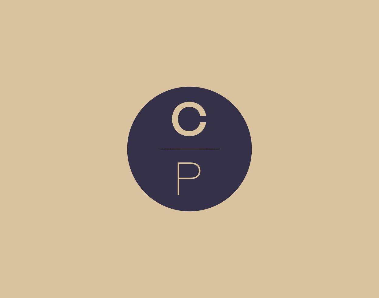 Imágenes de vector de diseño de logotipo elegante moderno de letra cp