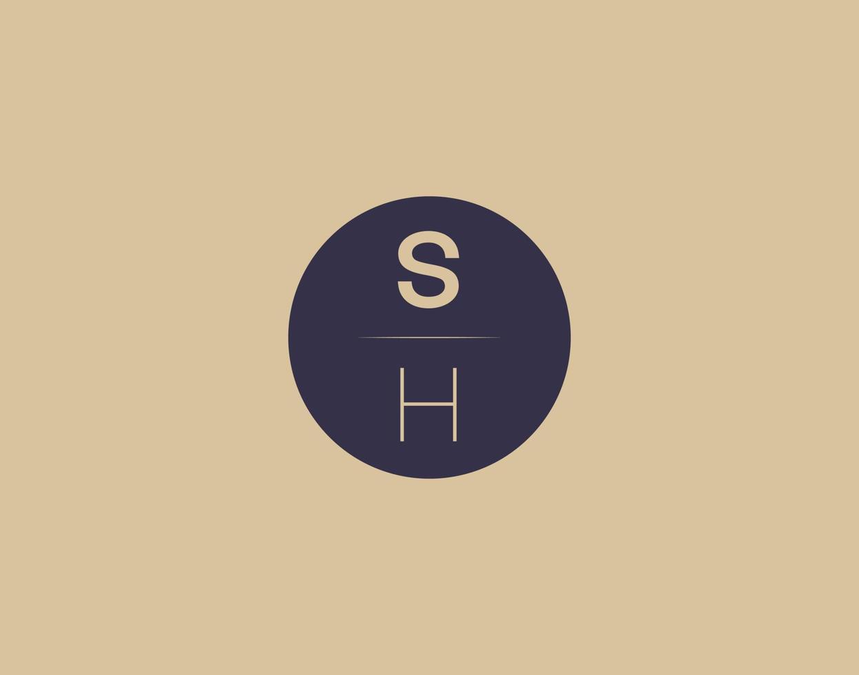 Imágenes de vector de diseño de logotipo elegante moderno de letra sh