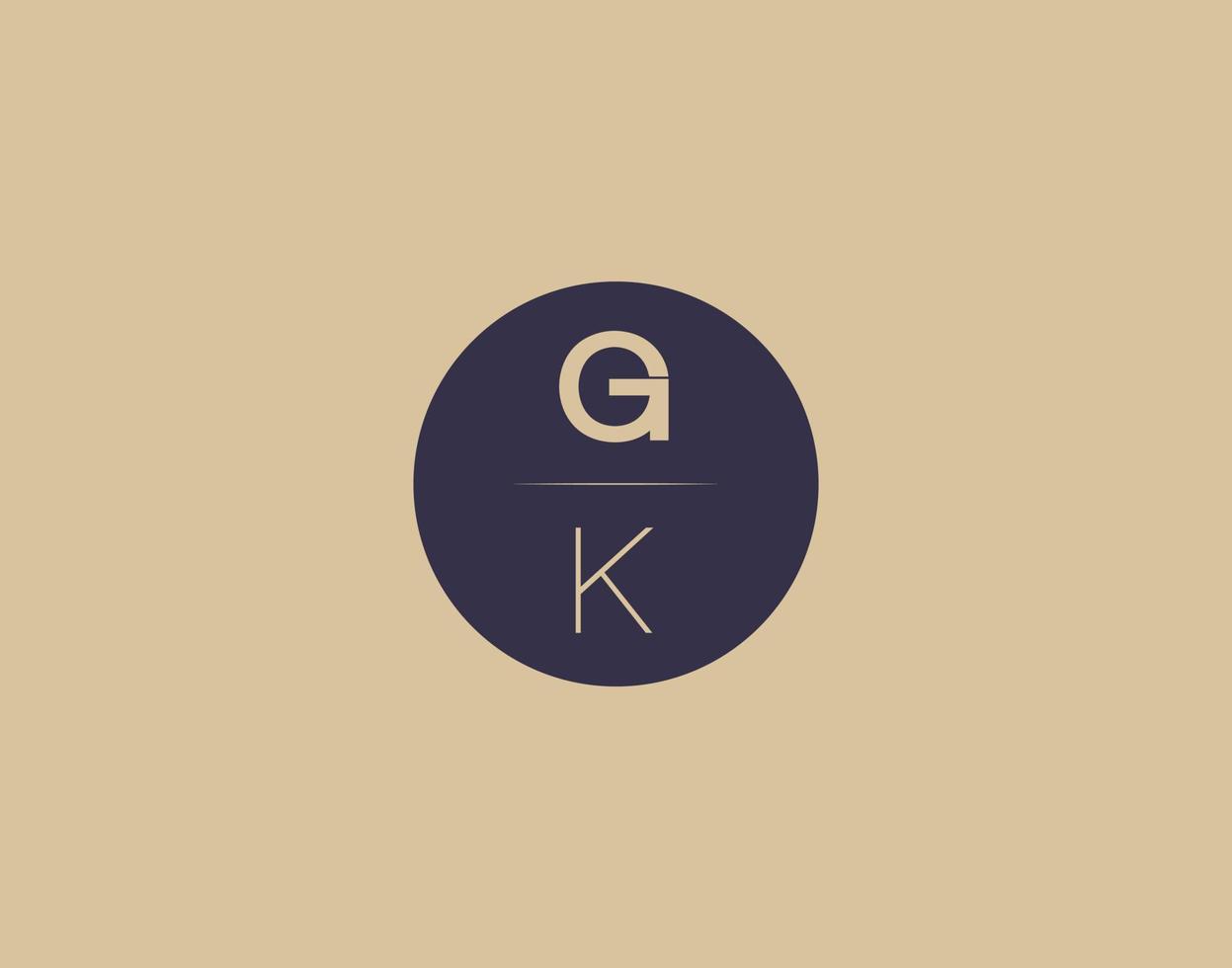 Imágenes de vector de diseño de logotipo elegante moderno de letra gk