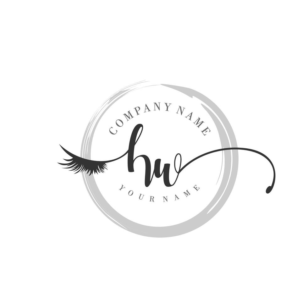 initial HW logo handwriting beauty salon fashion modern luxury monogram vector