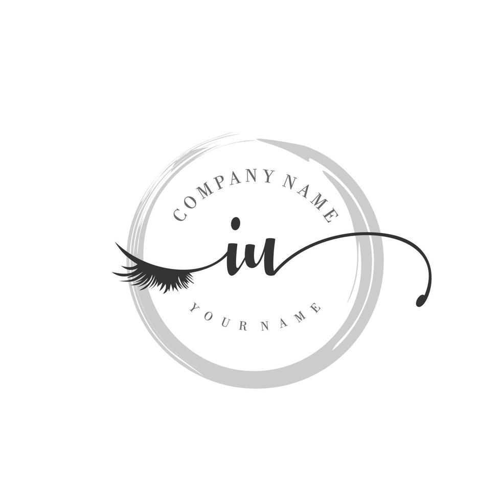 inicial iu logo escritura salón de belleza moda moderno lujo monograma vector