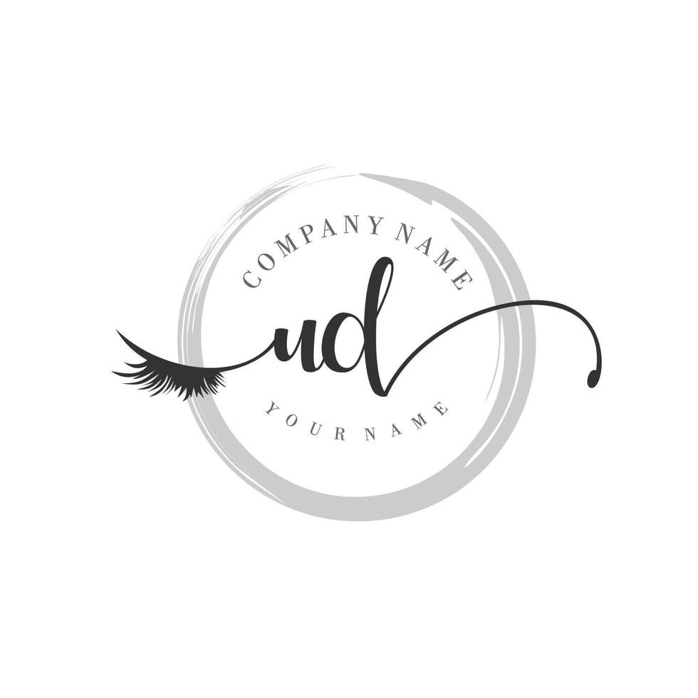 initial UD logo handwriting beauty salon fashion modern luxury monogram vector