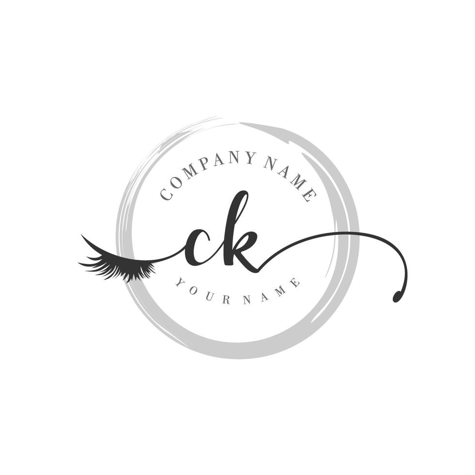 initial CK logo handwriting beauty salon fashion modern luxury monogram vector