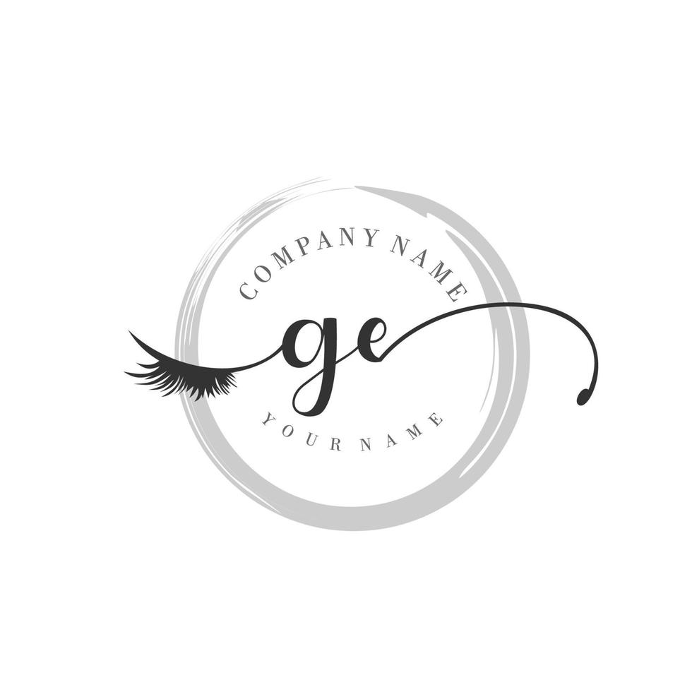 initial GE logo handwriting beauty salon fashion modern luxury monogram vector