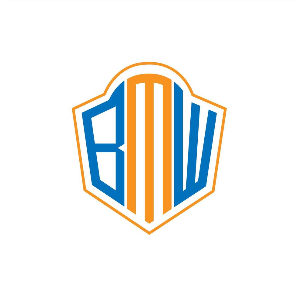 diseño de logotipo de escudo de monograma abstracto bmw sobre fondo blanco. logotipo de la letra de las iniciales creativas de bmw. vector