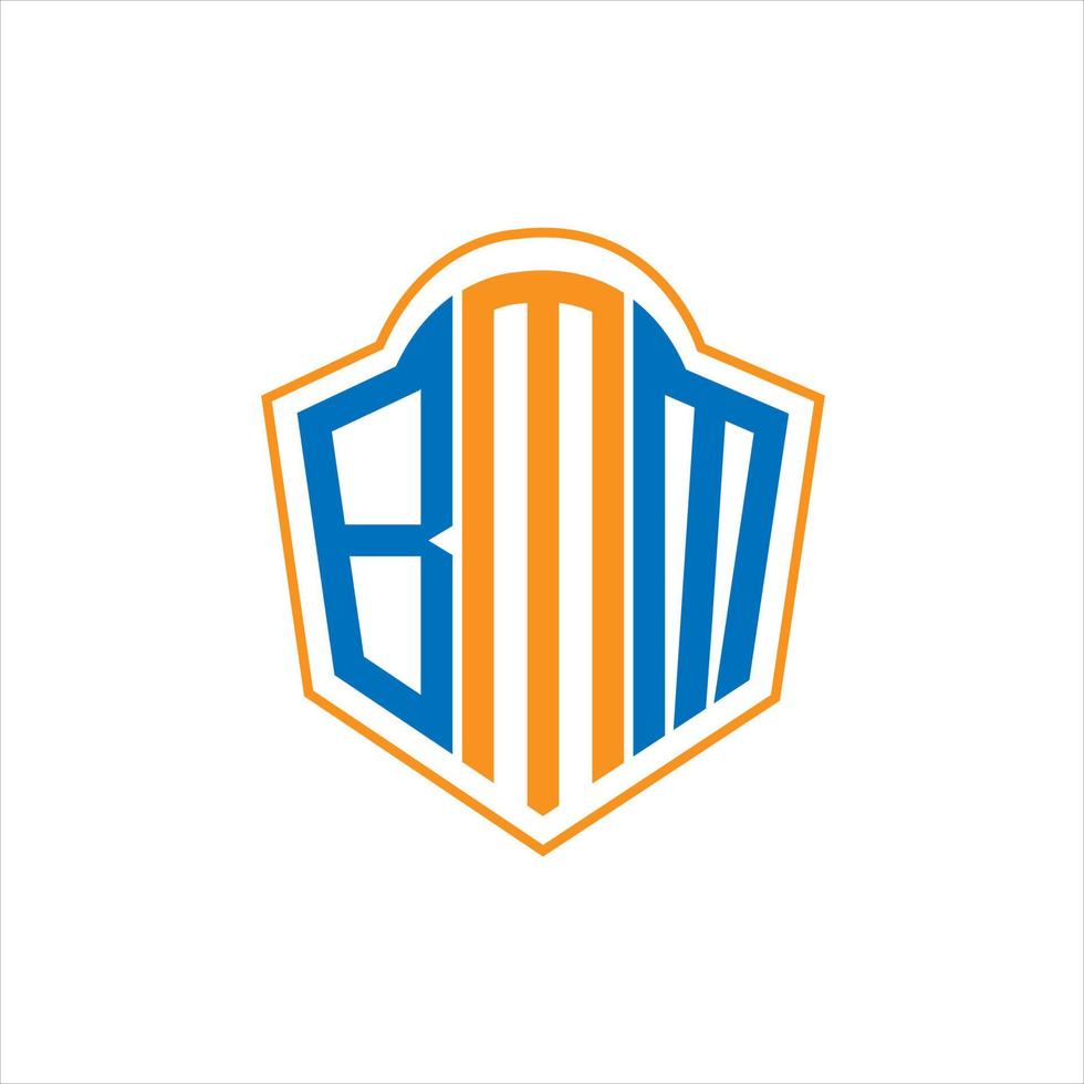 diseño de logotipo de escudo de monograma abstracto bmm sobre fondo blanco. logotipo de la letra de las iniciales creativas bmm. vector