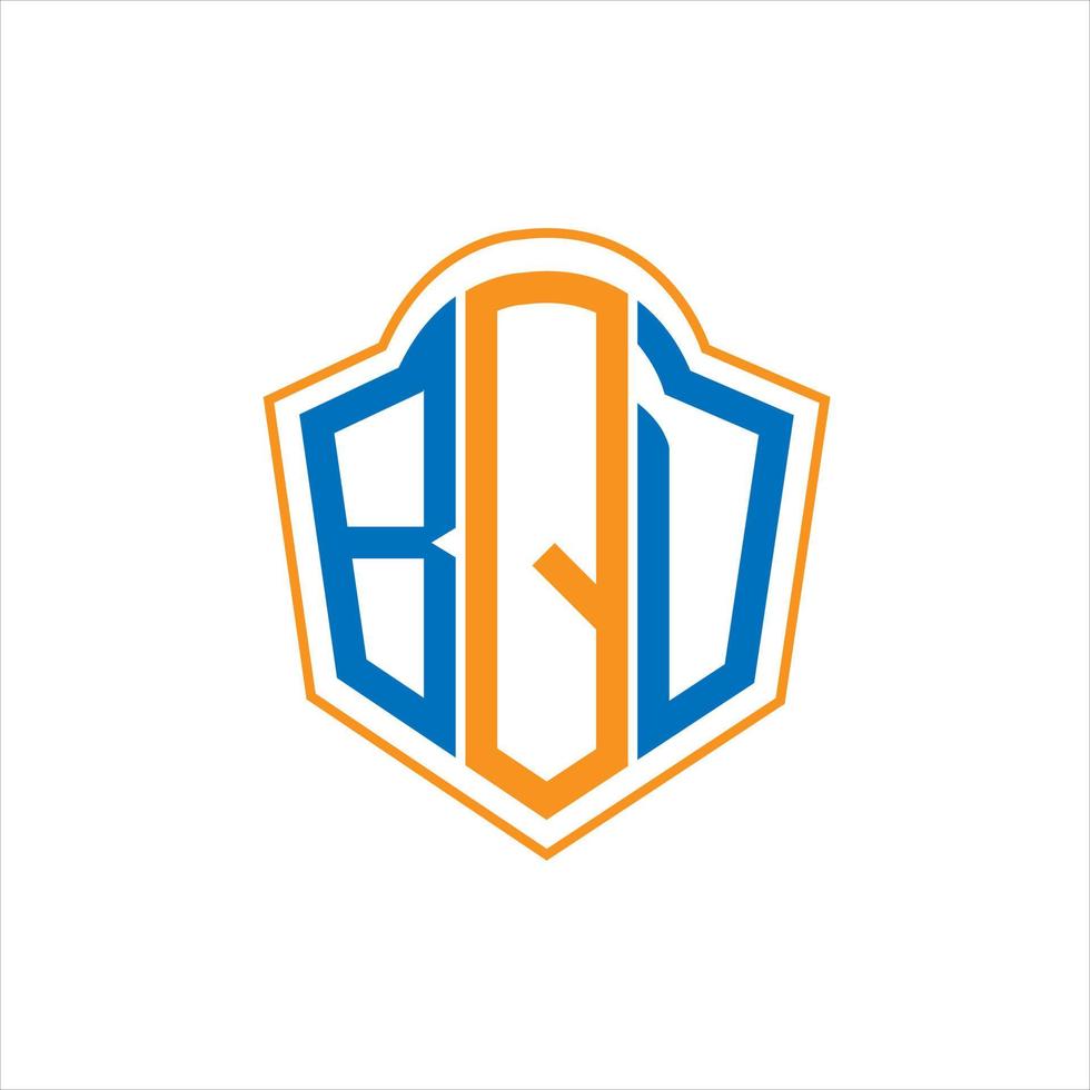 Diseño de logotipo de escudo de monograma abstracto bqd sobre fondo blanco. logotipo de la letra de las iniciales creativas bqd. vector