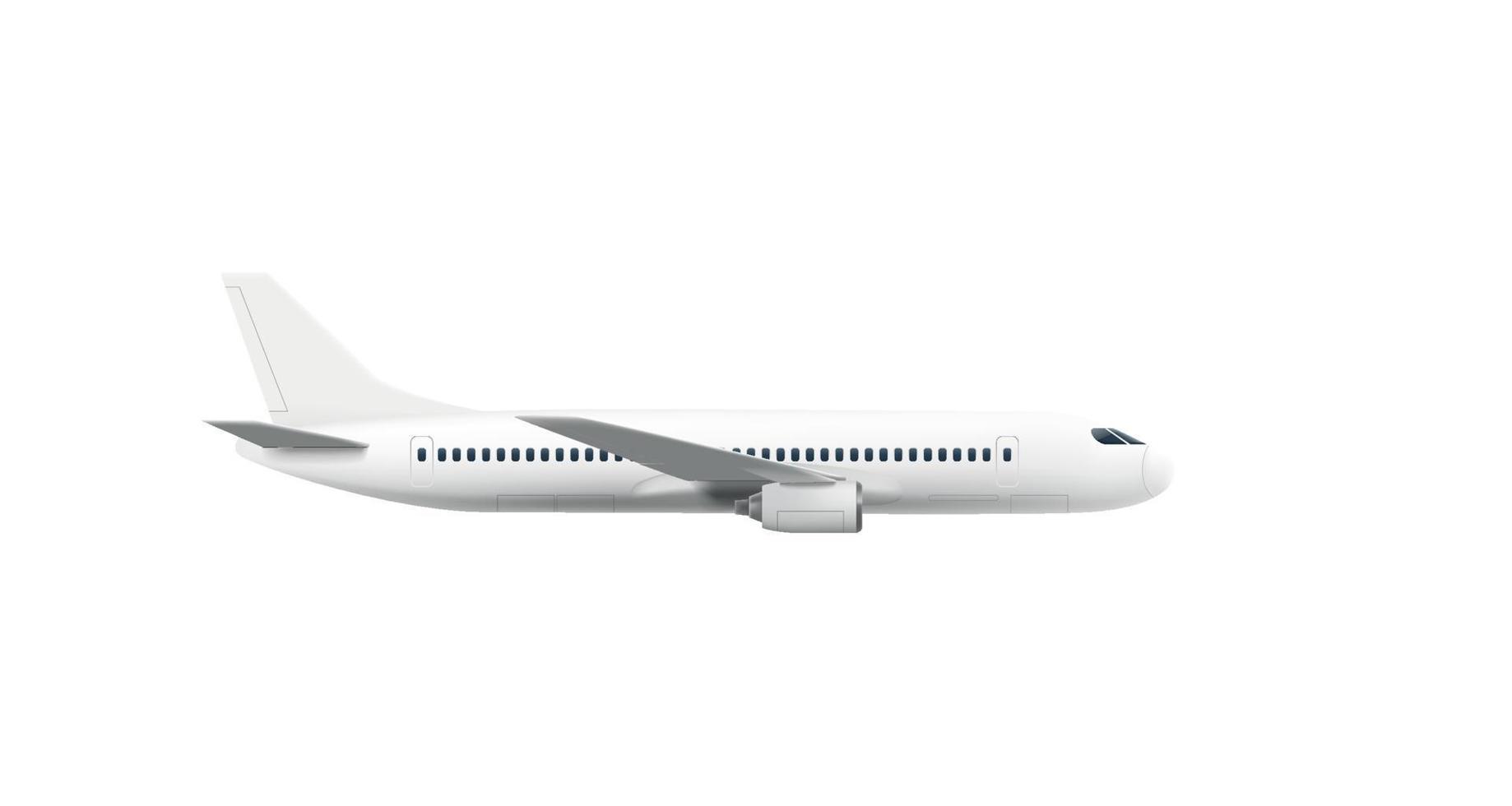 Flying modern airplane isolated on white background. Travel concept. 3d vector illustration