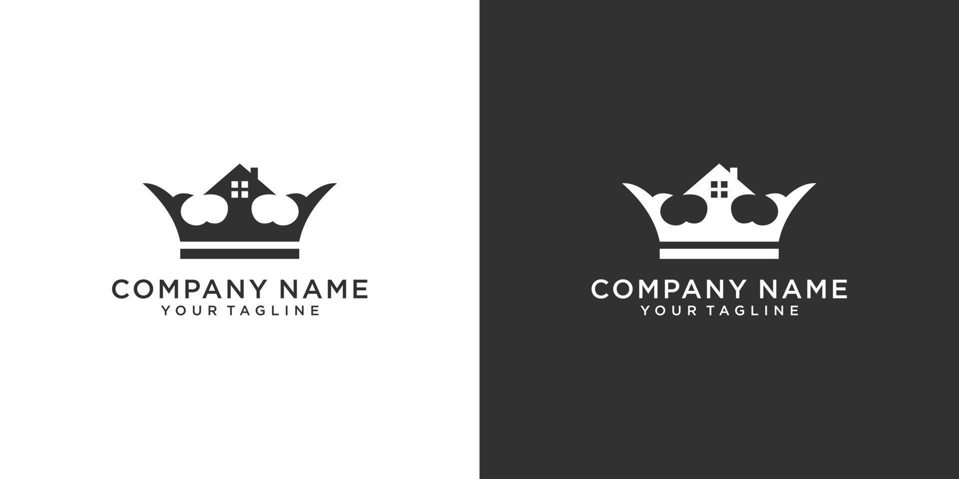 Crown vector logo design with home design