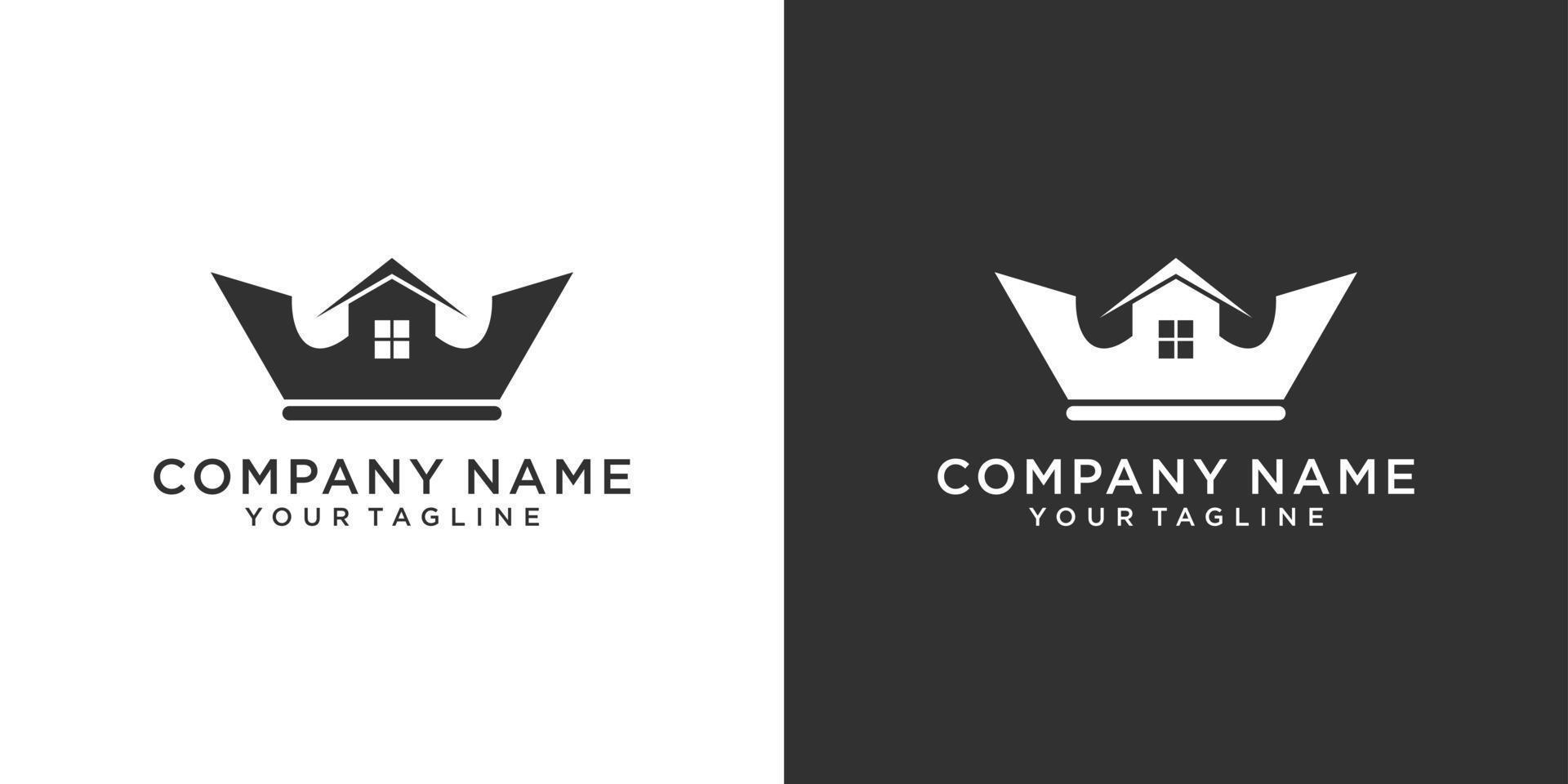 diseño de logotipo de vector de corona con diseño de hogar