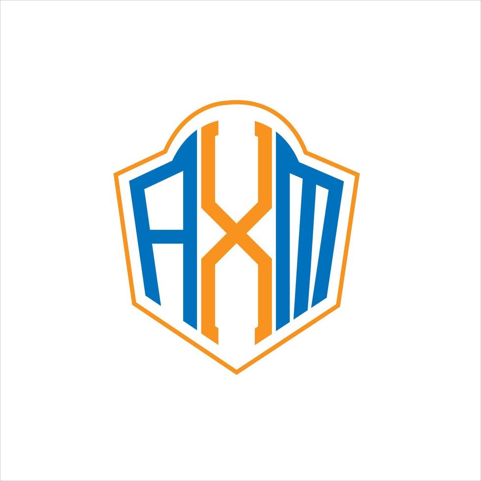 AXM abstract monogram shield logo design on white background. AXM creative initials letter logo. vector