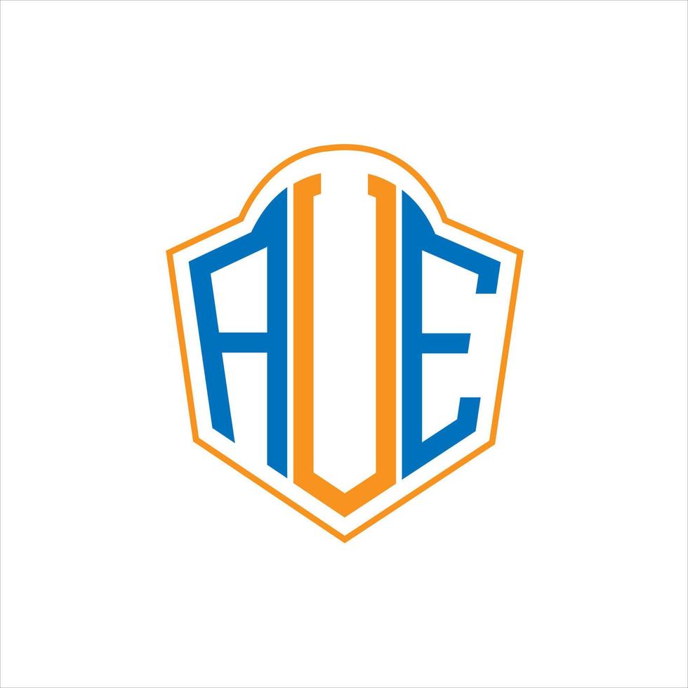 AUE abstract monogram shield logo design on white background. AUE creative initials letter logo. vector
