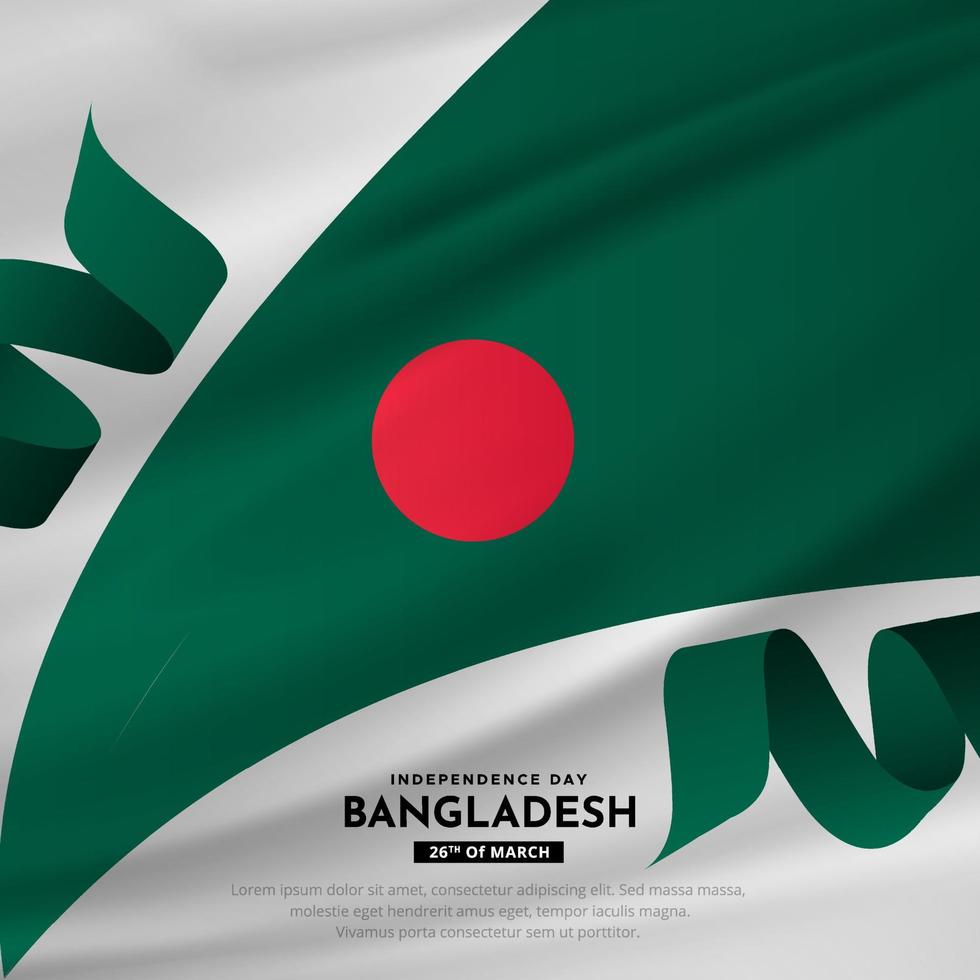 fondo de diseño abstracto del día de la independencia de bangladesh con vector de bandera ondulada.