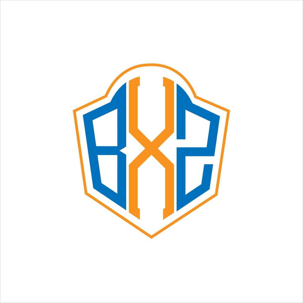 bxz diseño de logotipo de escudo de monograma abstracto sobre fondo blanco. logotipo de la letra de las iniciales creativas bxz. vector