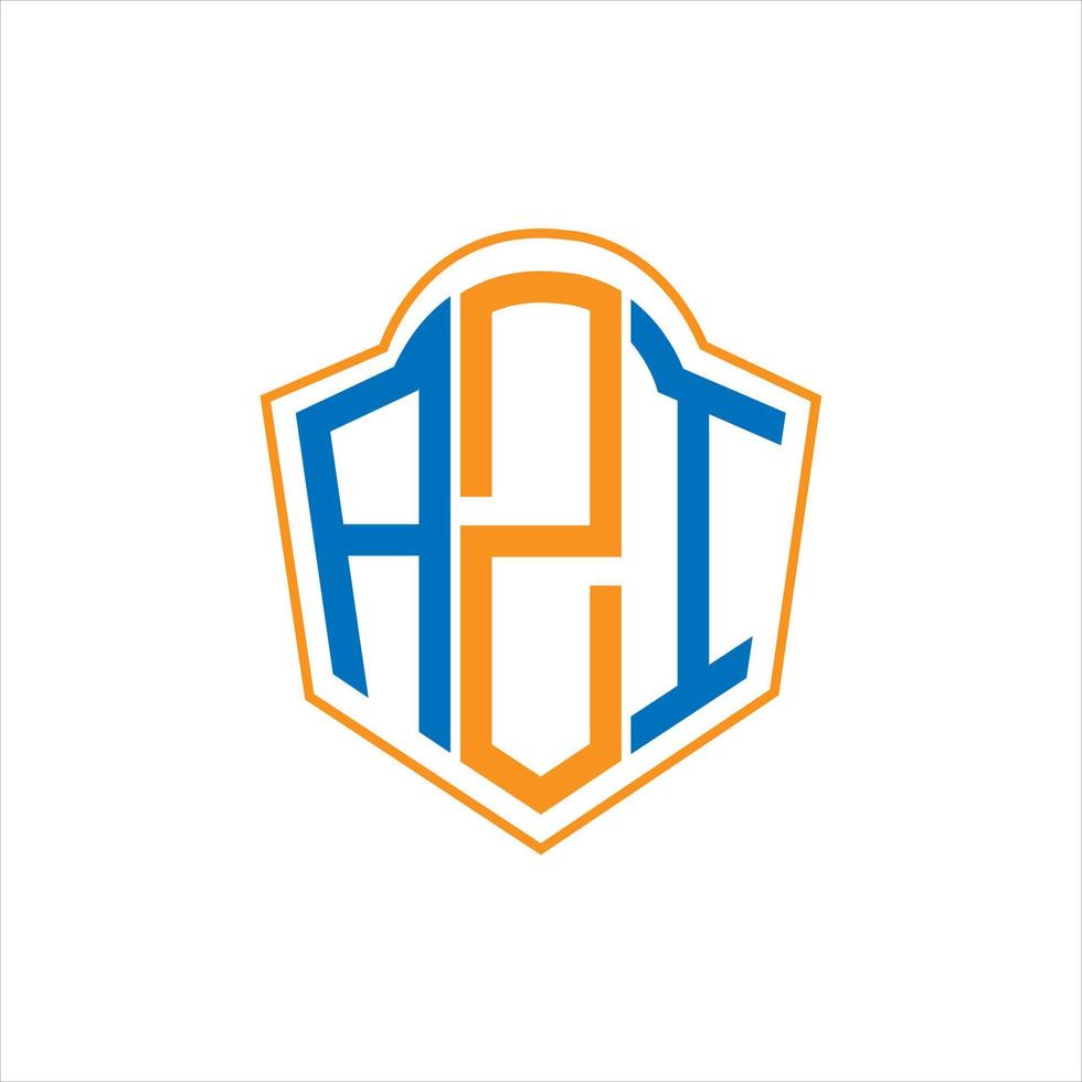 AZI abstract monogram shield logo design on white background. AZI creative initials letter logo. vector