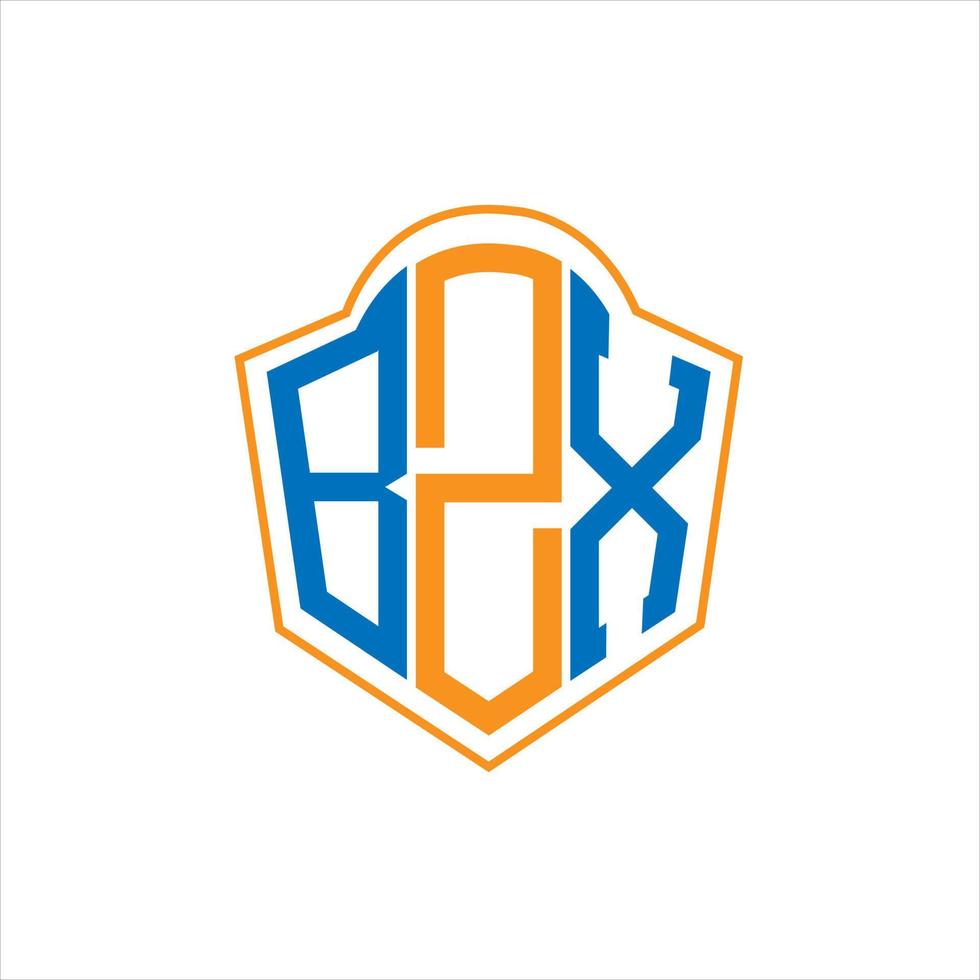 Diseño de logotipo de escudo de monograma abstracto bzx sobre fondo blanco. logotipo de la letra de las iniciales creativas bzx. vector