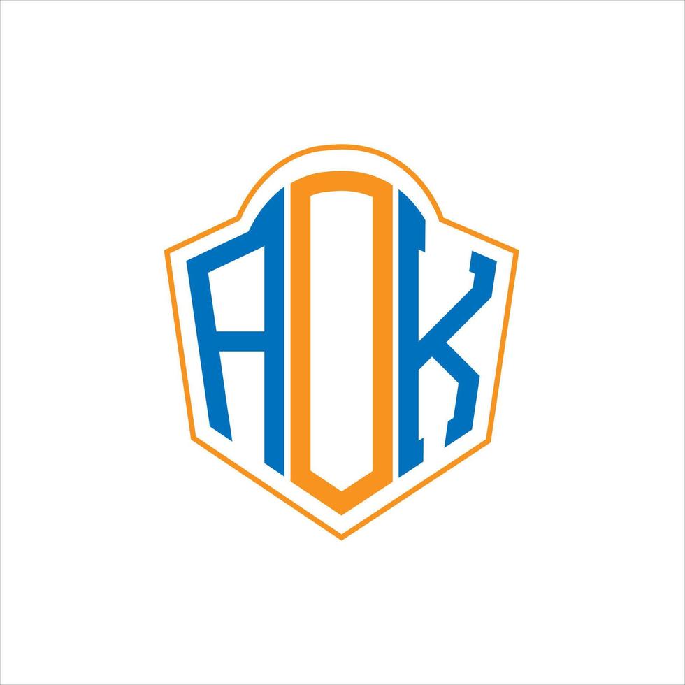 aok diseño de logotipo de escudo de monograma abstracto sobre fondo blanco. logotipo de la letra de las iniciales creativas aok. vector