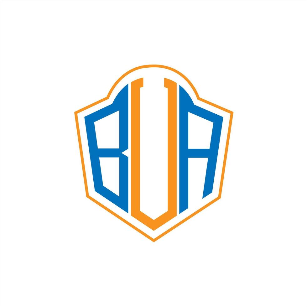 diseño de logotipo de escudo de monograma abstracto bua sobre fondo blanco. logotipo de la letra de las iniciales creativas de bua. vector