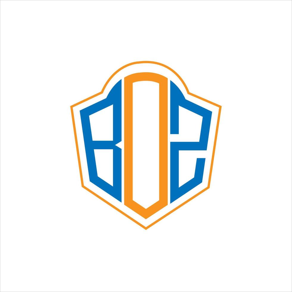 BOZ abstract monogram shield logo design on white background. BOZ creative initials letter logo. vector