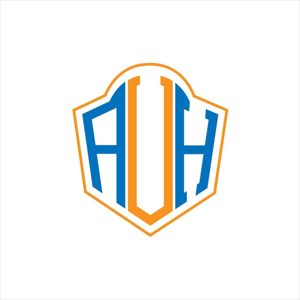 AUH abstract monogram shield logo design on white background. AUH creative initials letter logo. vector
