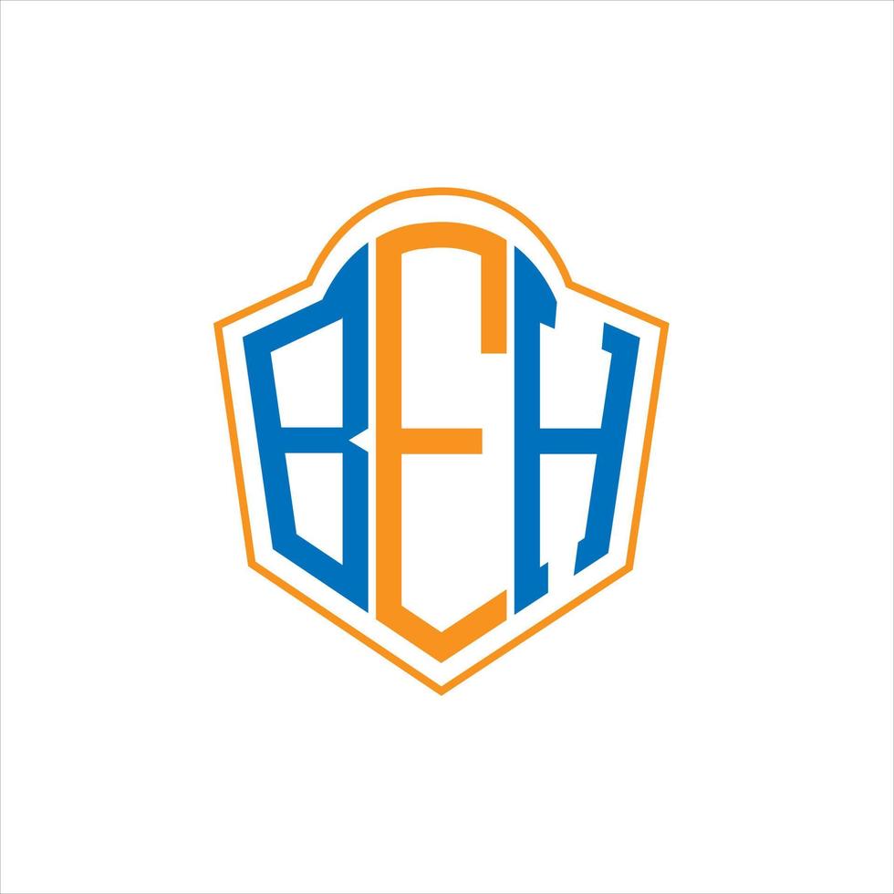 beh diseño de logotipo de escudo de monograma abstracto sobre fondo blanco. beh logotipo de letra inicial creativa. vector