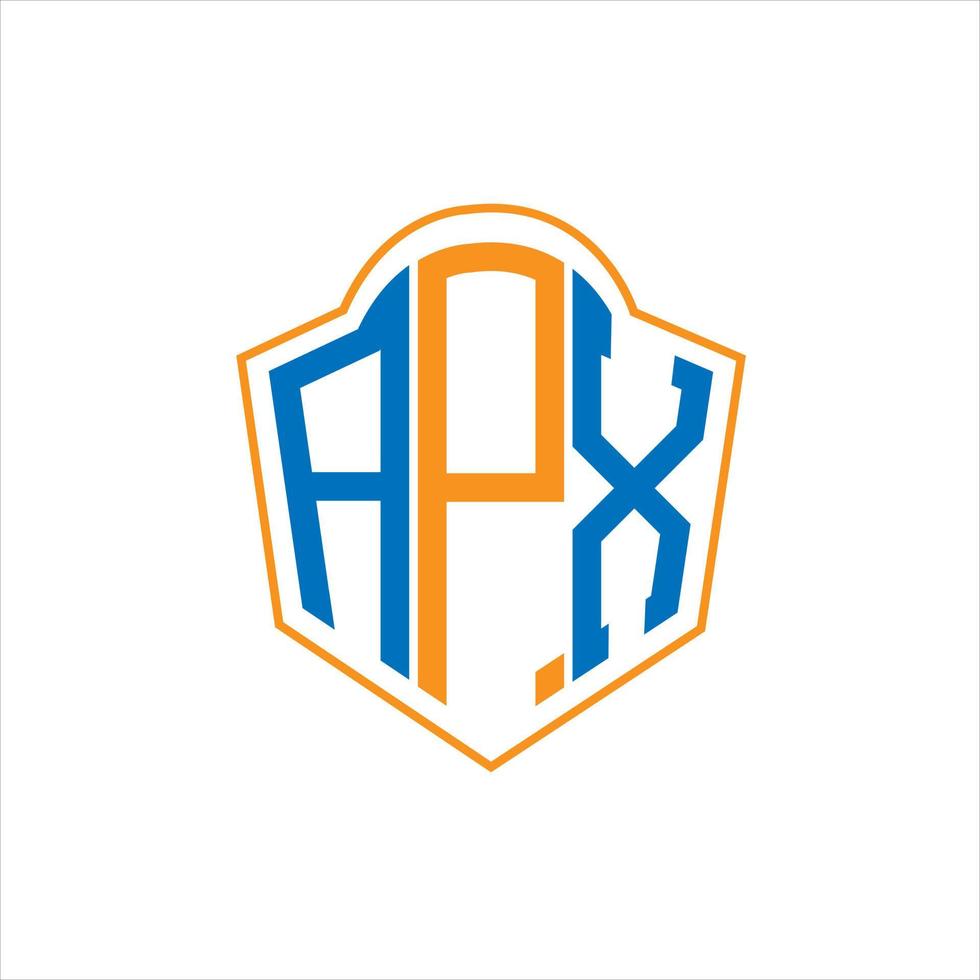 apx diseño de logotipo de escudo de monograma abstracto sobre fondo blanco. logotipo de la letra de las iniciales creativas apx. vector