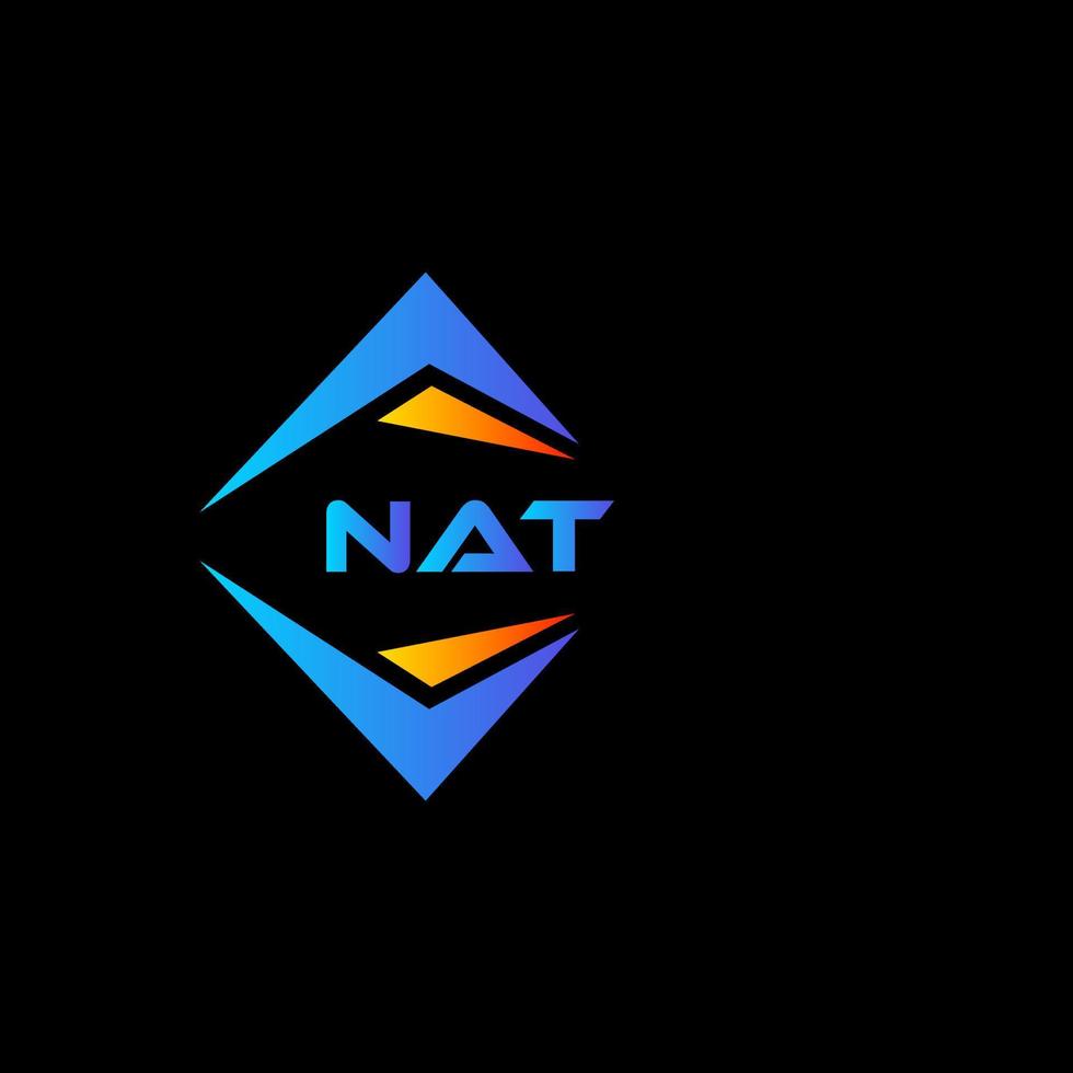 diseño de logotipo de tecnología abstracta nat sobre fondo negro. concepto de logotipo de letra de iniciales creativas nat. vector