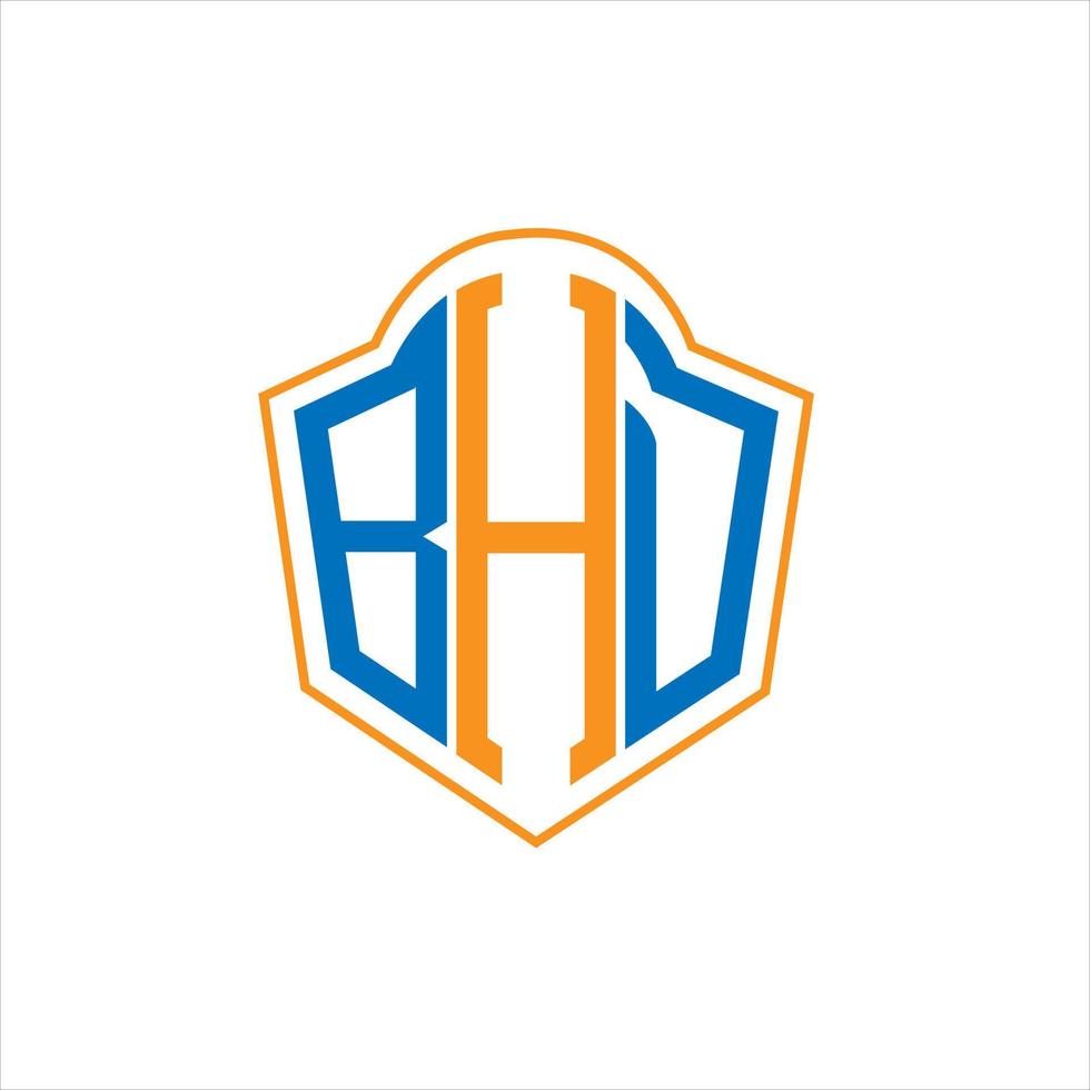 BHD abstract monogram shield logo design on white background. BHD creative initials letter logo. vector