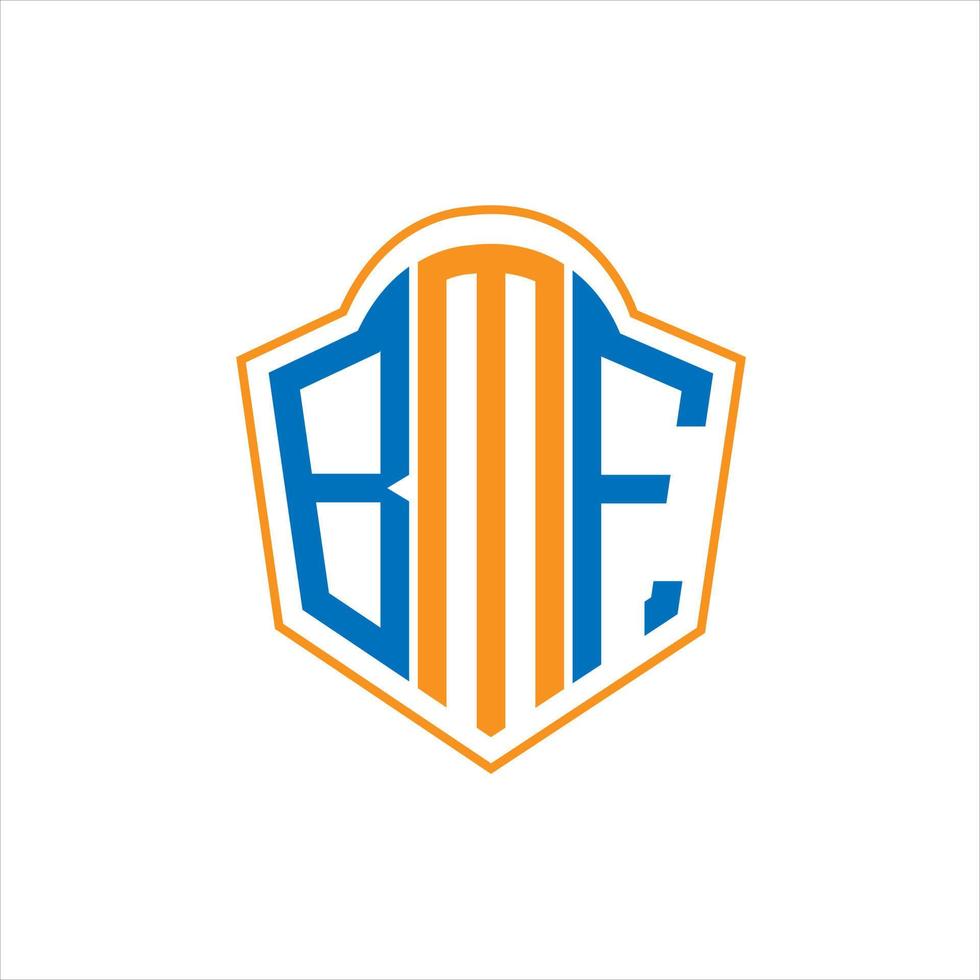 Diseño de logotipo de escudo de monograma abstracto bmf sobre fondo blanco. logotipo de la letra de las iniciales creativas bmf. vector