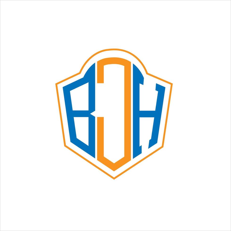 bjh diseño de logotipo de escudo de monograma abstracto sobre fondo blanco. logotipo de la letra de las iniciales creativas bjh. vector