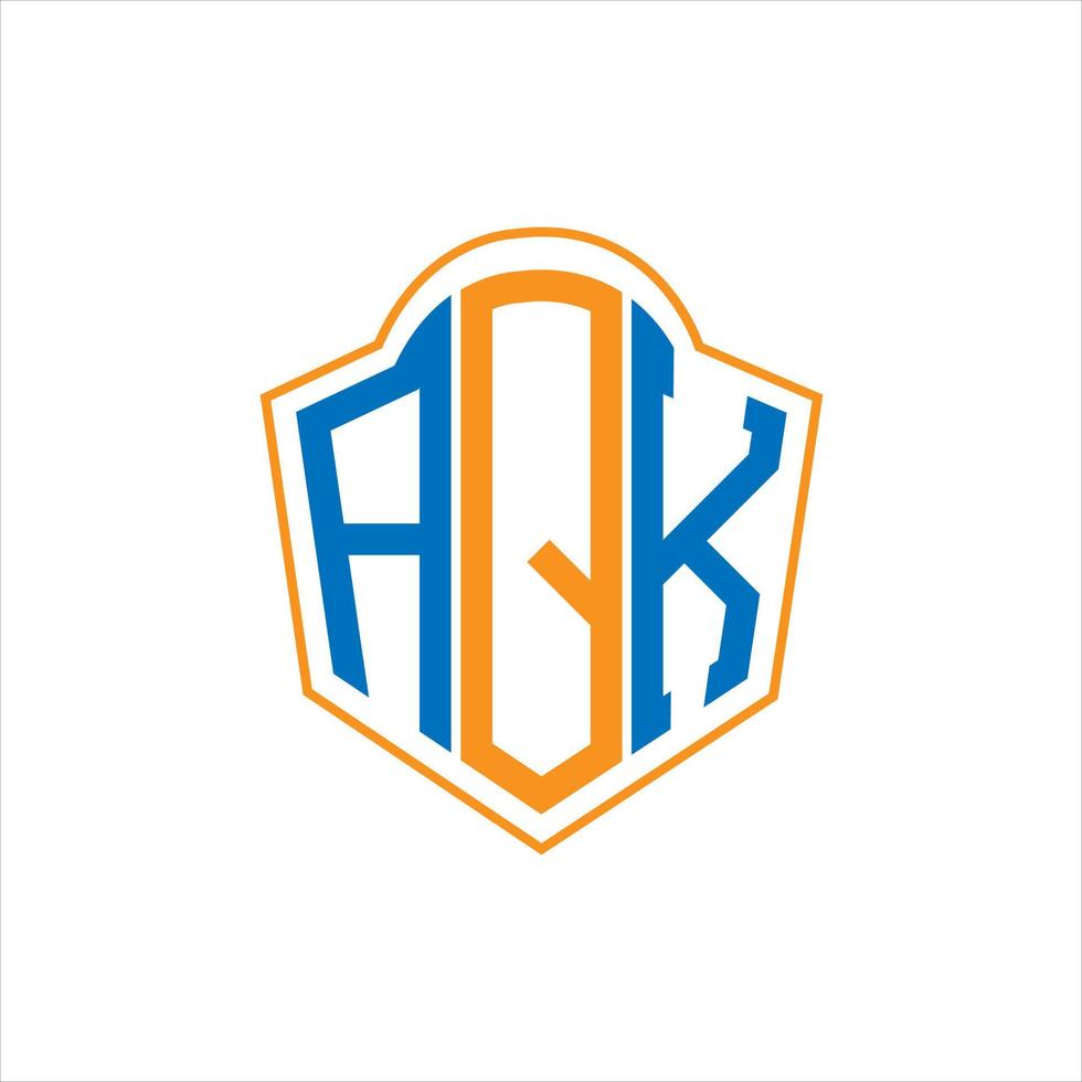 aqk diseño de logotipo de escudo de monograma abstracto sobre fondo blanco. logotipo de la letra de las iniciales creativas aqk. vector