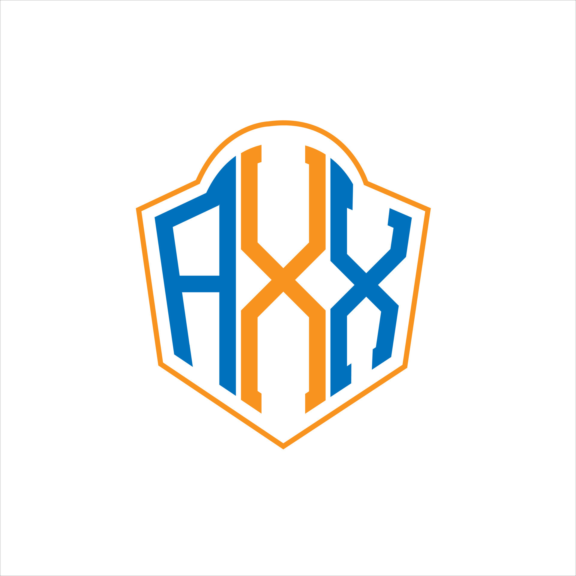 diseño de logotipo de escudo de monograma abstracto axx sobre fondo
