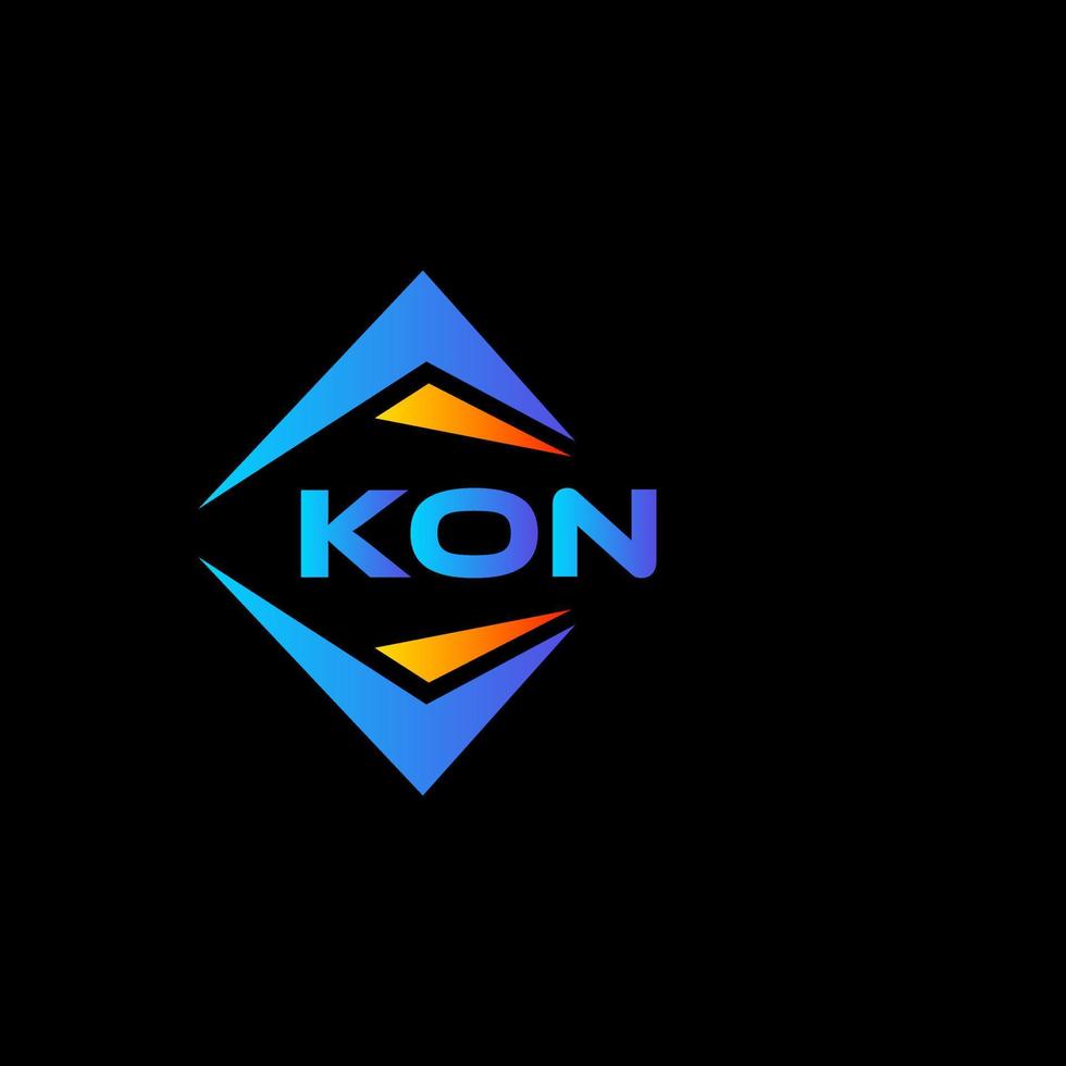 diseño de logotipo de tecnología abstracta kon sobre fondo negro. concepto de logotipo de letra de iniciales creativas kon. vector