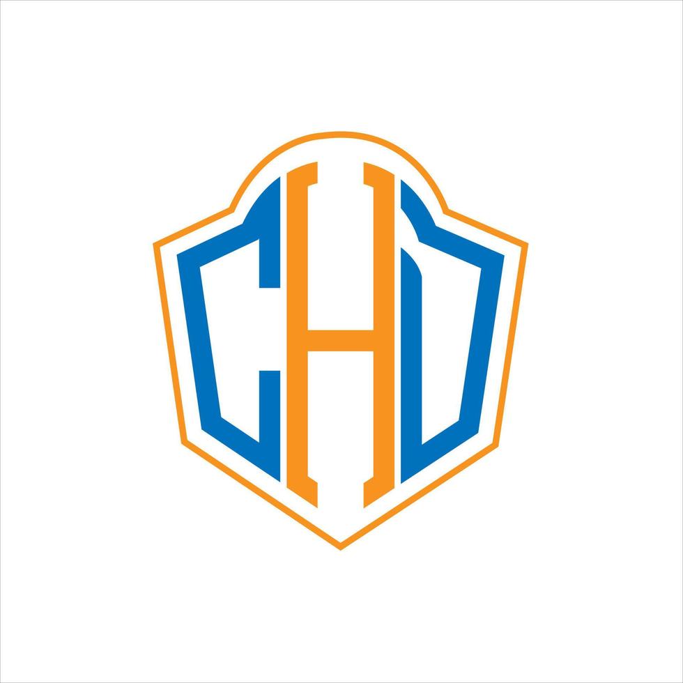 diseño de logotipo de escudo de monograma abstracto chd sobre fondo blanco. logotipo de la letra de las iniciales creativas de chd. vector