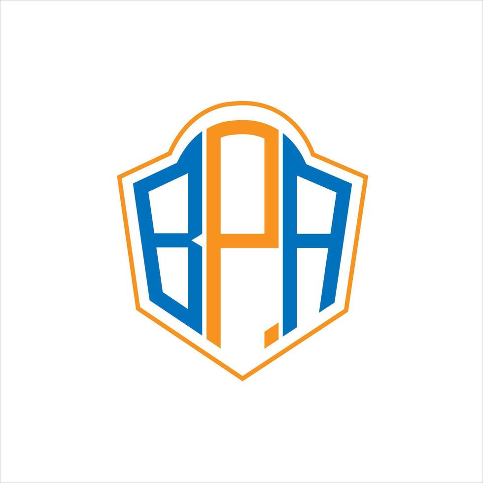 diseño de logotipo de escudo de monograma abstracto bpa sobre fondo blanco. logotipo de letra de iniciales creativas bpa. vector
