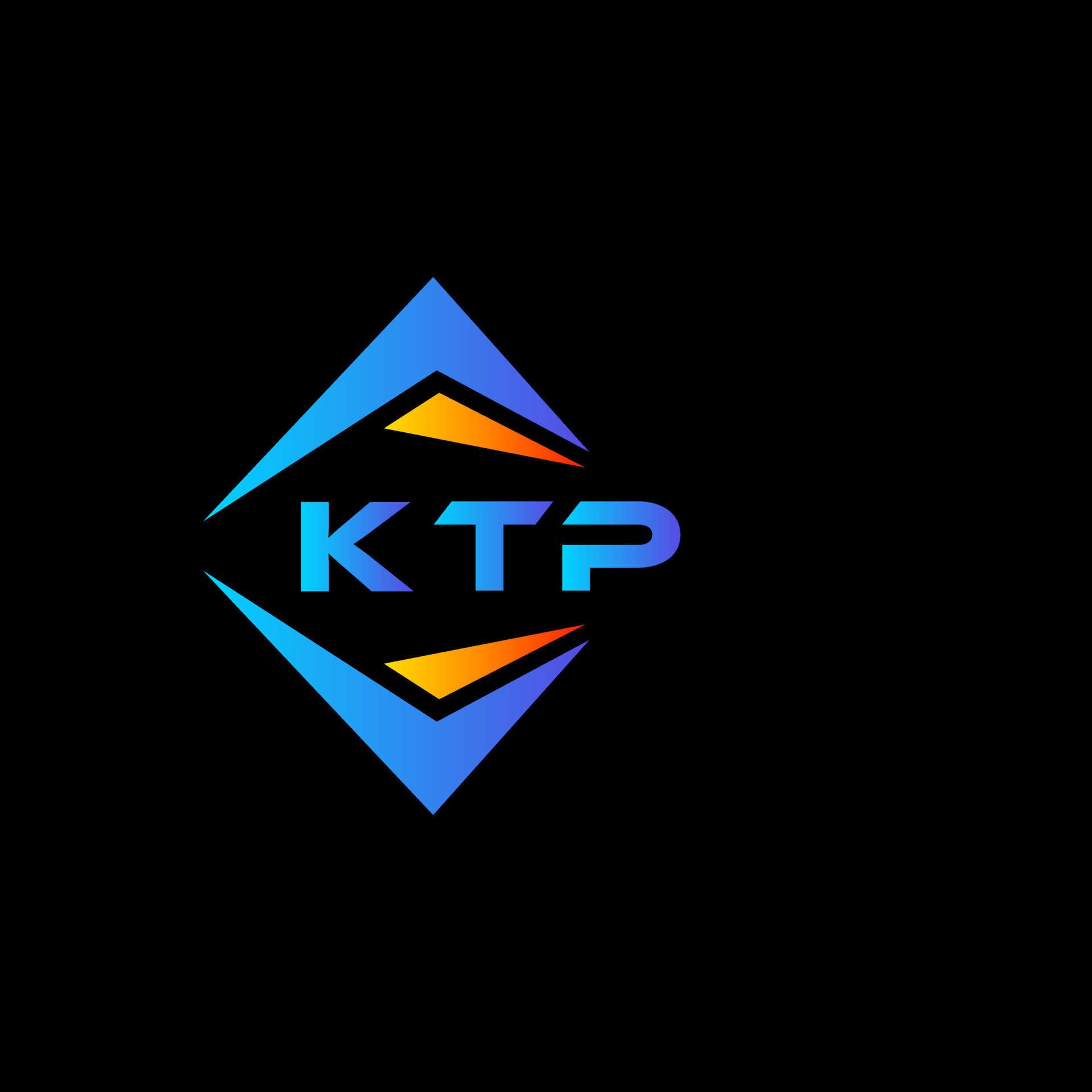 KTP abstract technology logo design on Black background. KTP creative
