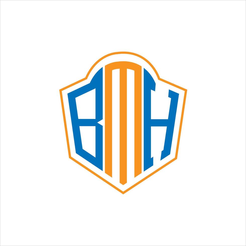 Diseño de logotipo de escudo de monograma abstracto bmh sobre fondo blanco. logotipo de la letra de las iniciales creativas de bmh. vector