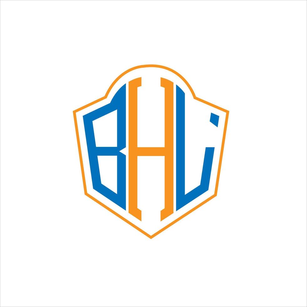 Diseño de logotipo de escudo de monograma abstracto bhl sobre fondo blanco. logotipo de la letra de las iniciales creativas de bhl. vector