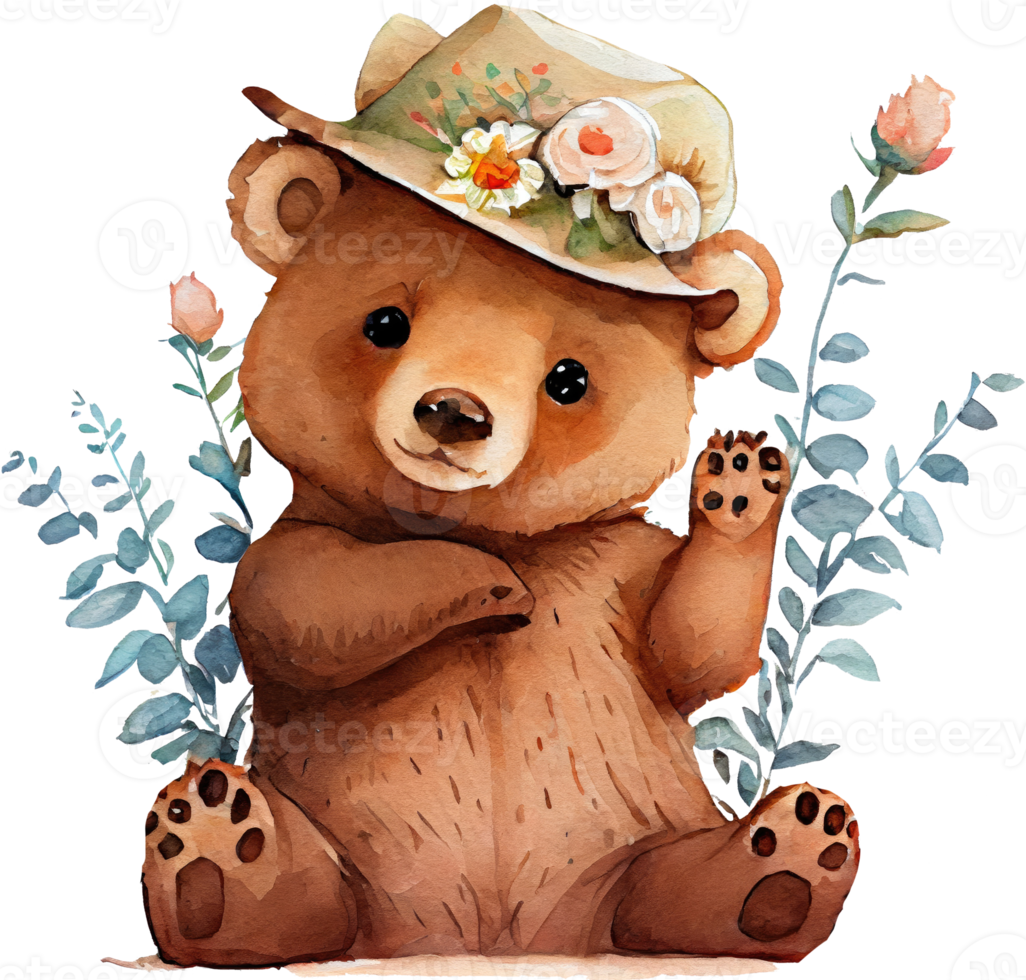 Cute Brown Bear Watercolor png