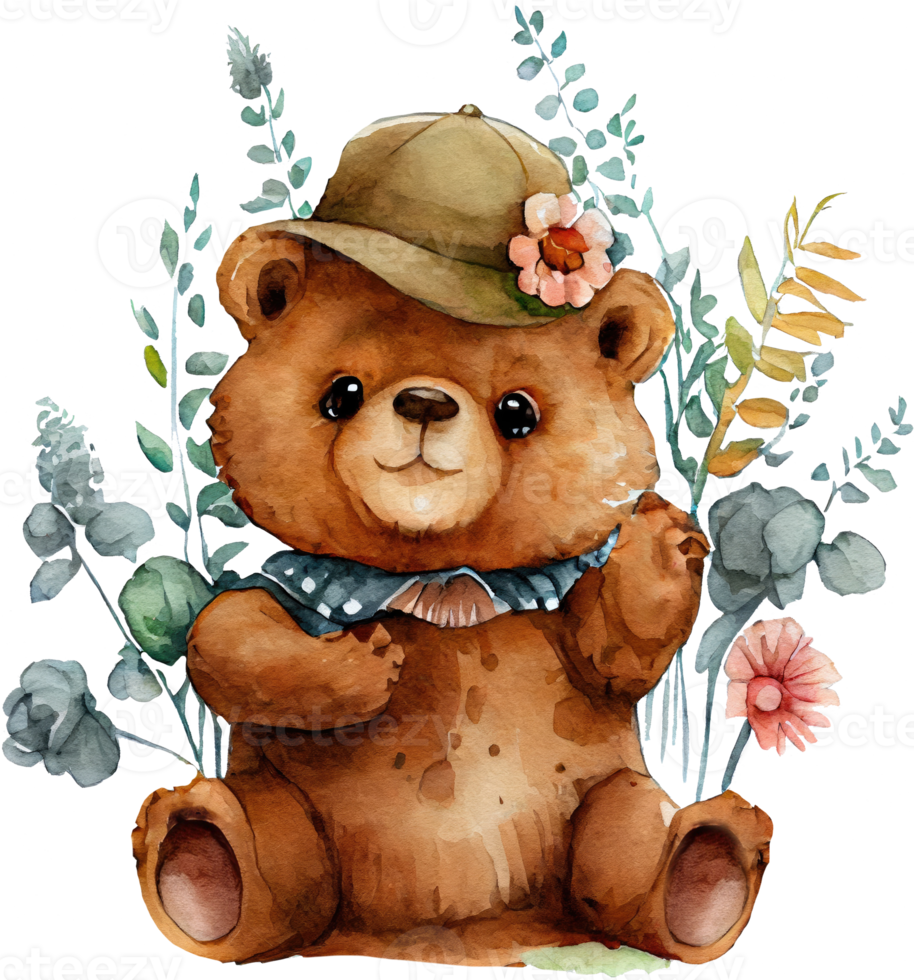 carino Marrone orso acquerello png