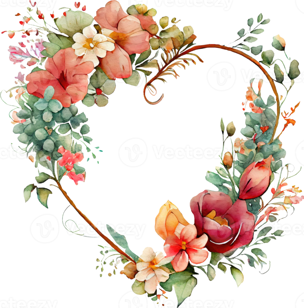 bloemen hart kader waterverf png