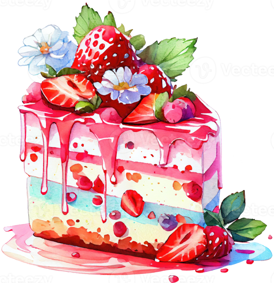 Strawberry Cake Watercolor png