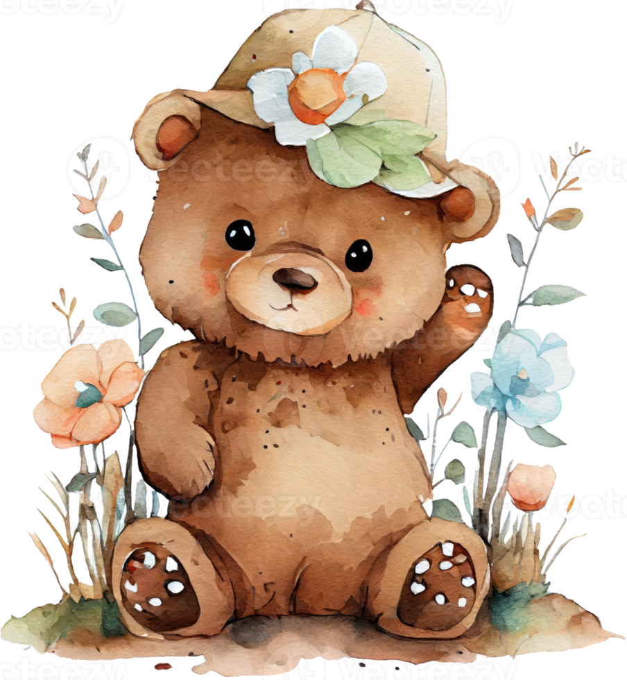 Cute Brown Bear Watercolor png