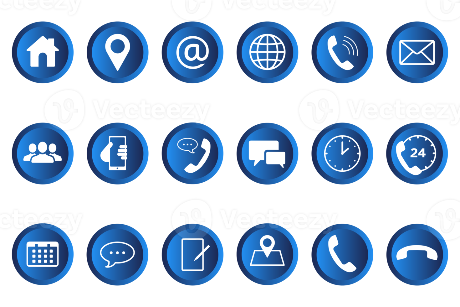 Icon set of Business Contact us isolated. 3D button style png